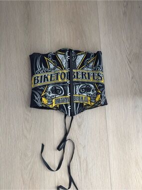 Custom Biketoberfest Daytona Beach Graphic Corset Top - Black & Yellow
